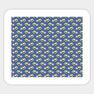 Sleepy Bee Blue Pattern Sticker